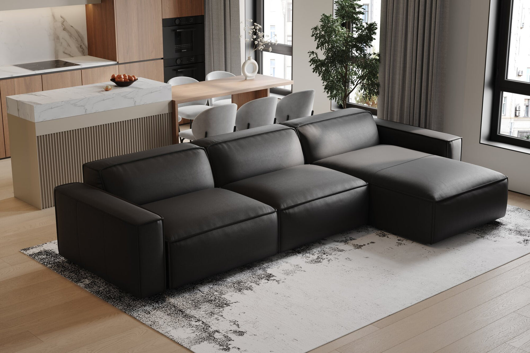 Nathan Leather Modular Sectional Sofa