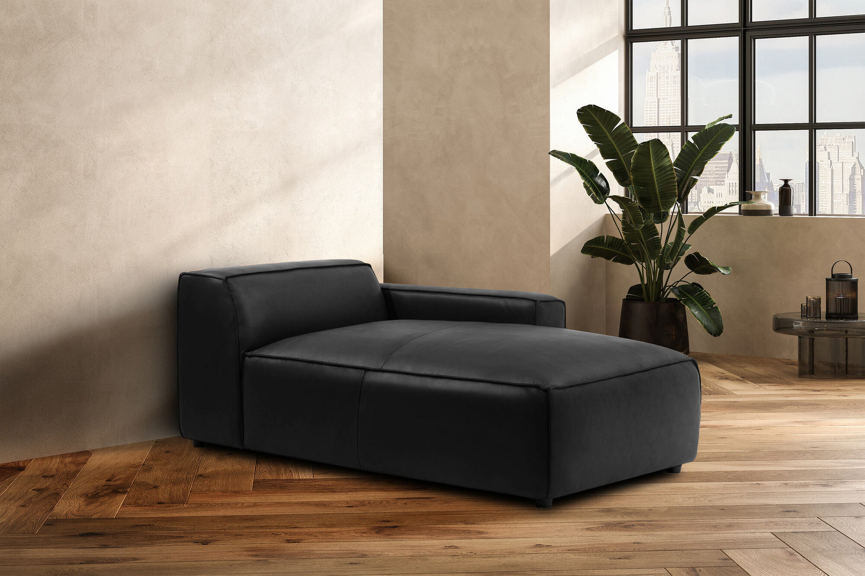 Nathan Leather Right Chaise Sofa Module