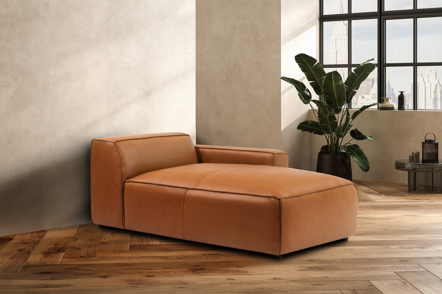 Nathan Leather Right Chaise Sofa Module