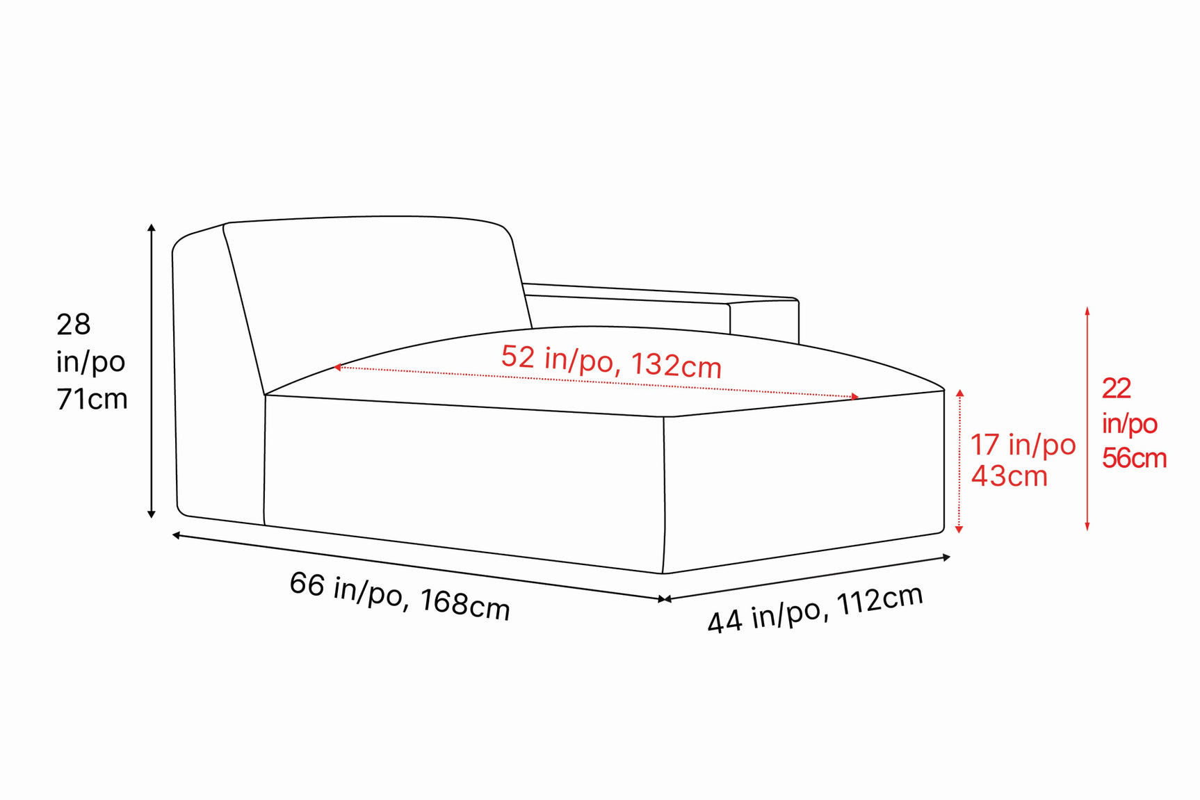 Nathan Leather Right Chaise Sofa Module