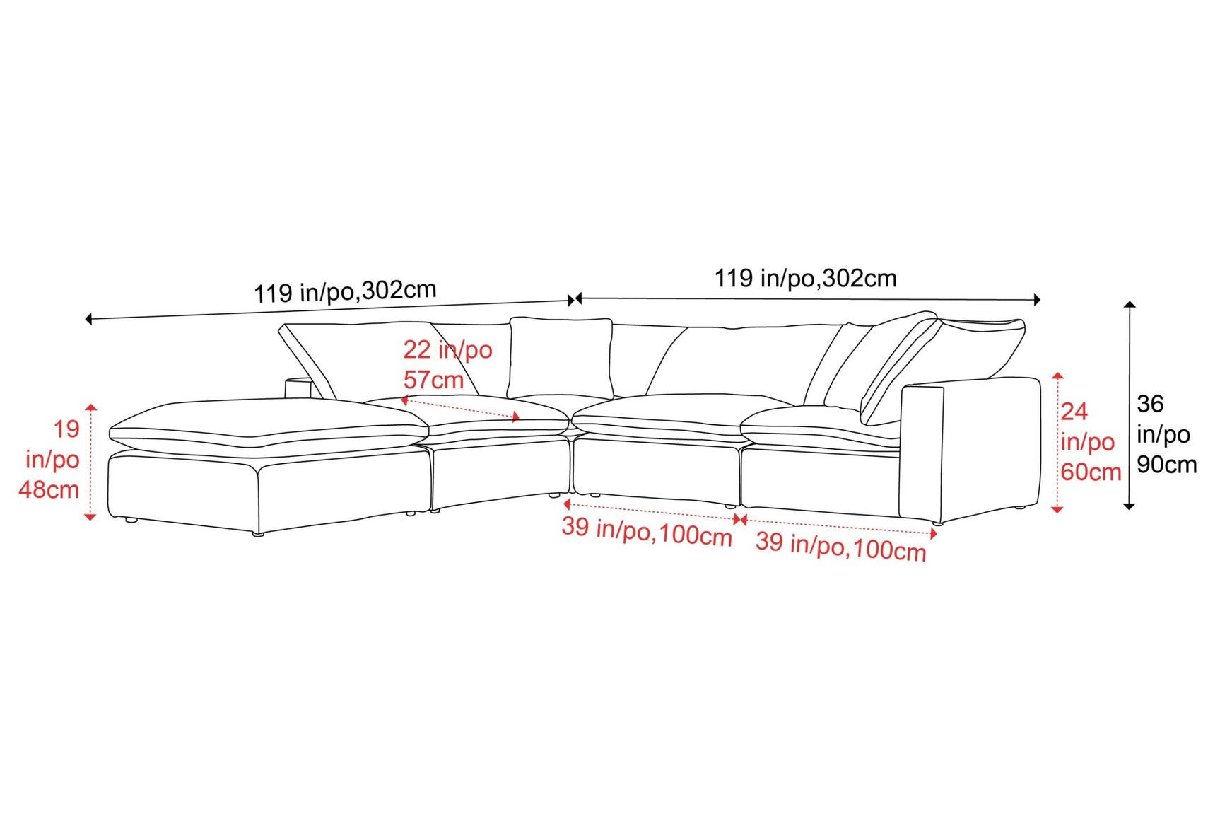Ophelia Fabric Modular Sectional Sofa