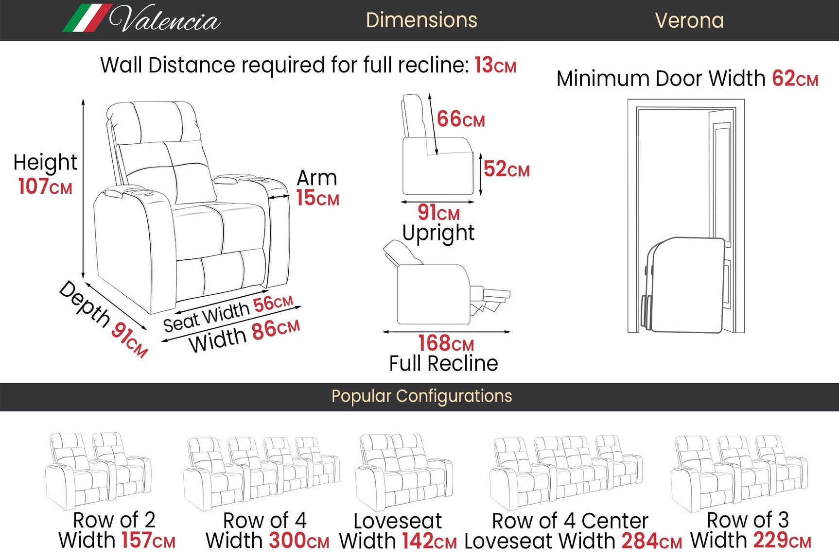 Verona Power Headrest Cinema Seating – Premium Recliner Seating & Cinema Sofa