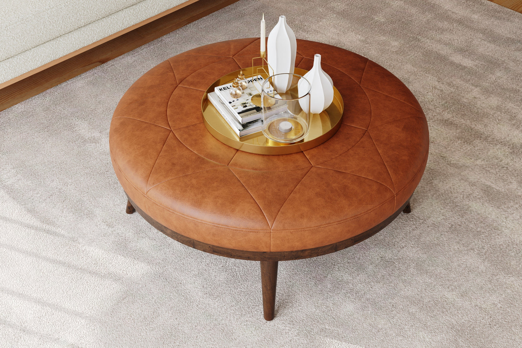 Zoe Leather Ottoman