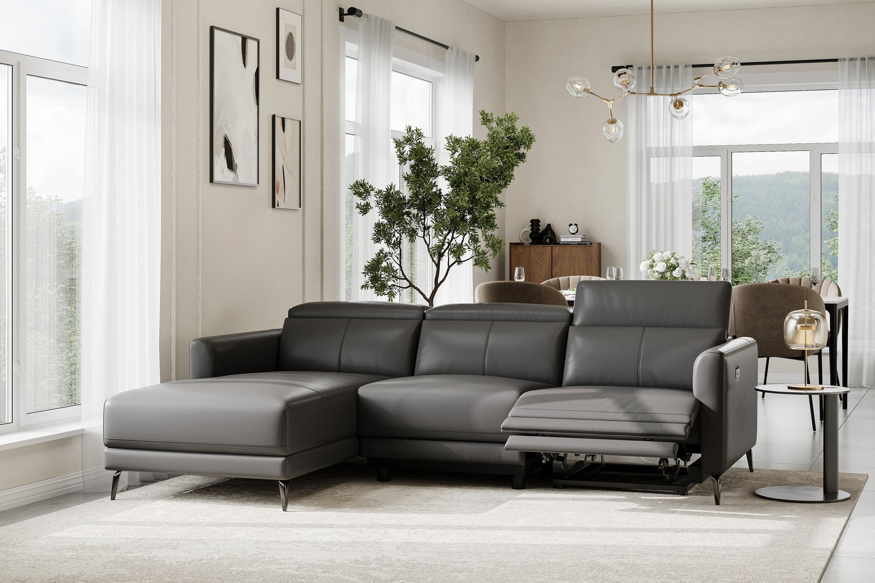 Andria Leather Reclining Sectional Sofa