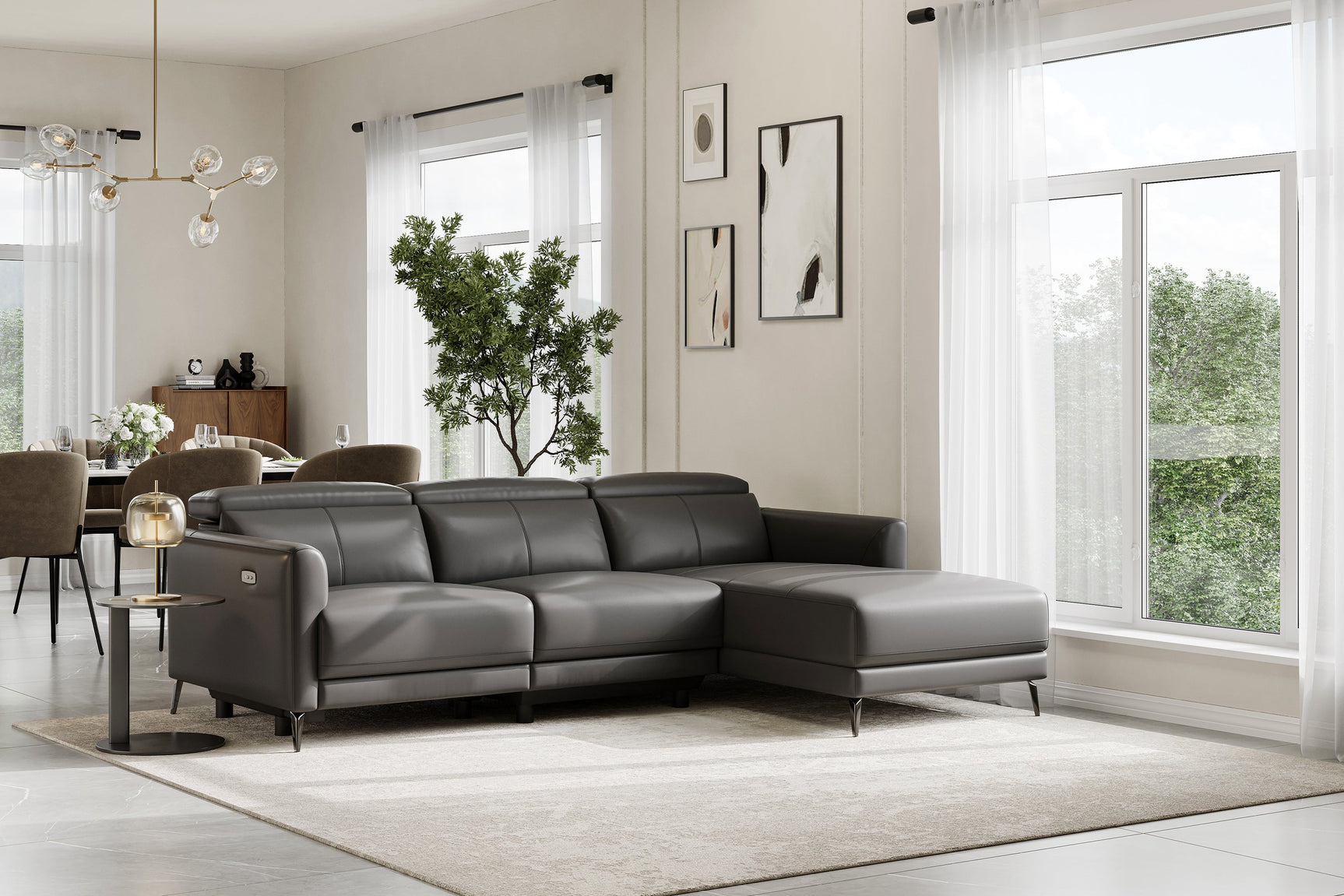 Andria Leather Reclining Sectional Sofa