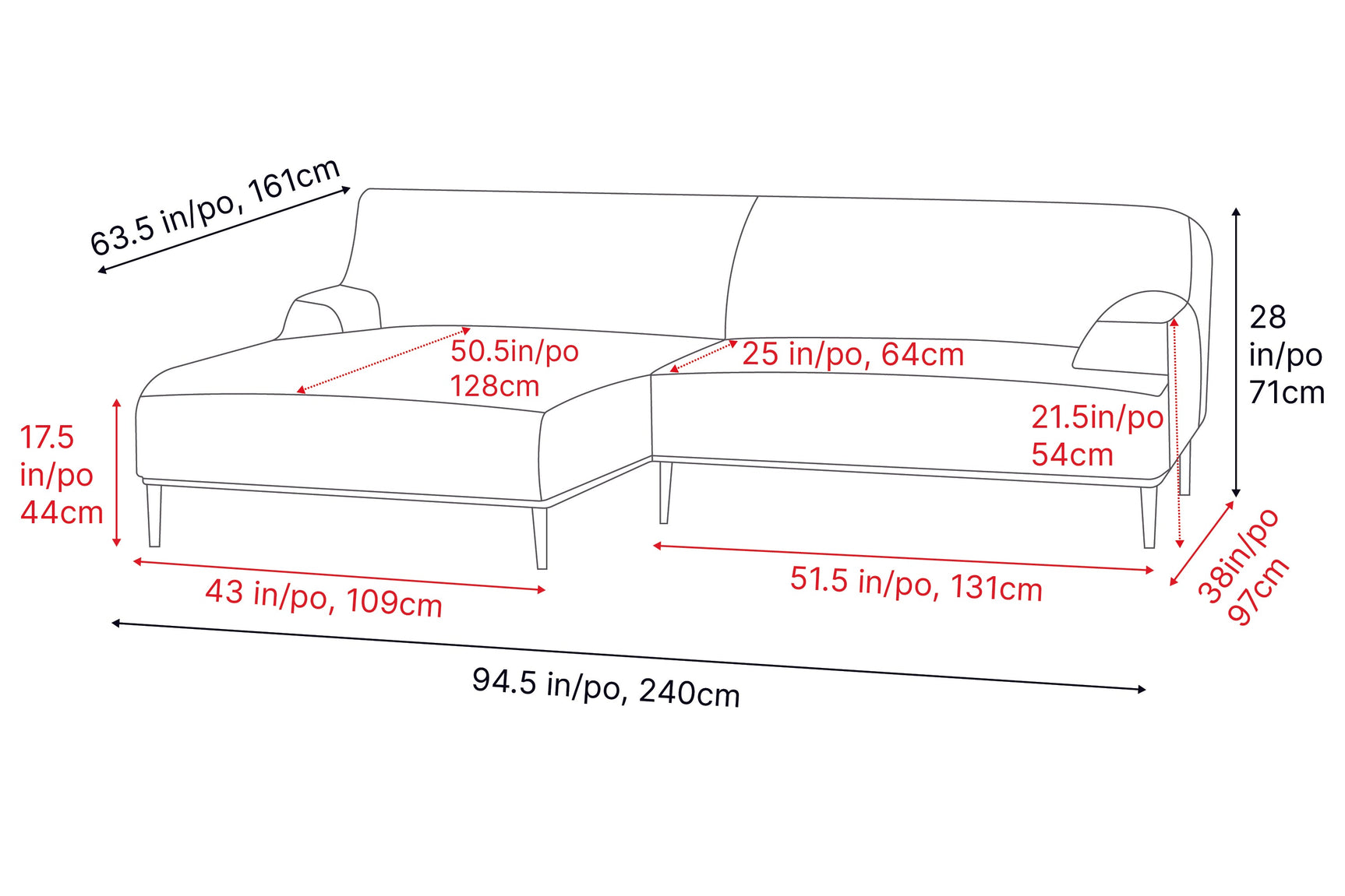 Kotor Fabric Sectional Sofa