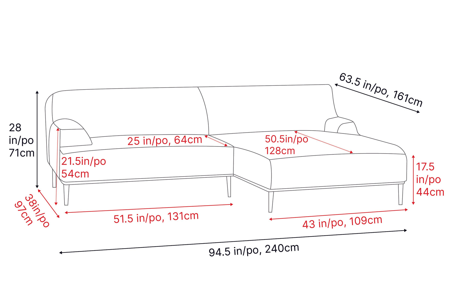 Kotor Fabric Sectional Sofa