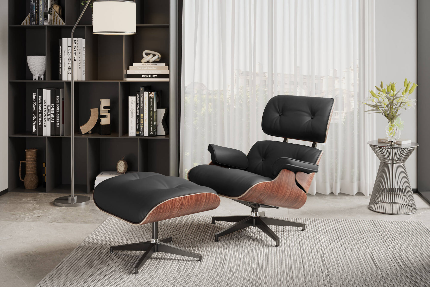 Armoni Leather Lounge Chair & Ottoman