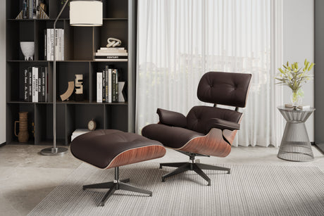 Armoni Leather Lounge Chair & Ottoman