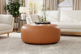 Brandy Round Full Leather Ottoman