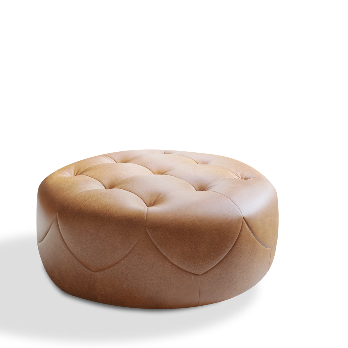Brandy Round Full Leather Ottoman – Valencia Theater Seating UAE