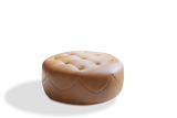 Brandy Round Full Leather Ottoman