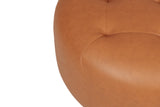 Brandy Round Full Leather Ottoman