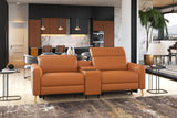 Elodie Leather Dual Recliner Sofa with Console