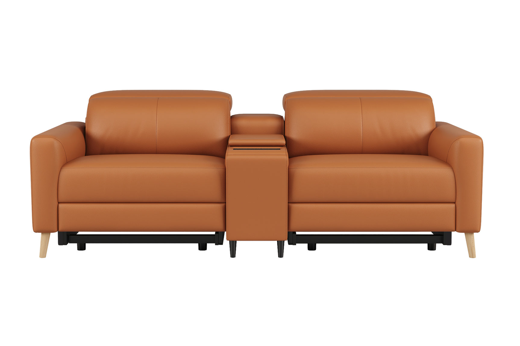 Elodie Leather Dual Recliner Sofa with Console