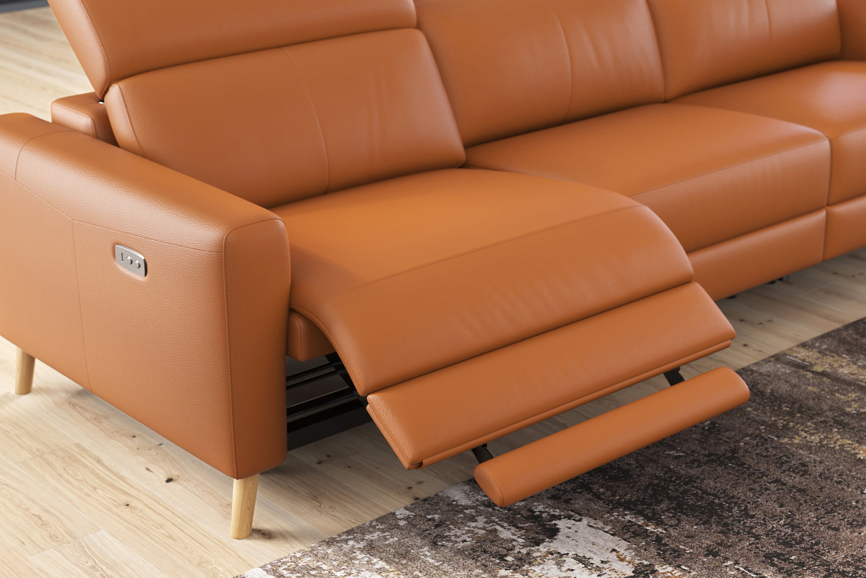 Elodie Leather Recliner Sectional Sofa