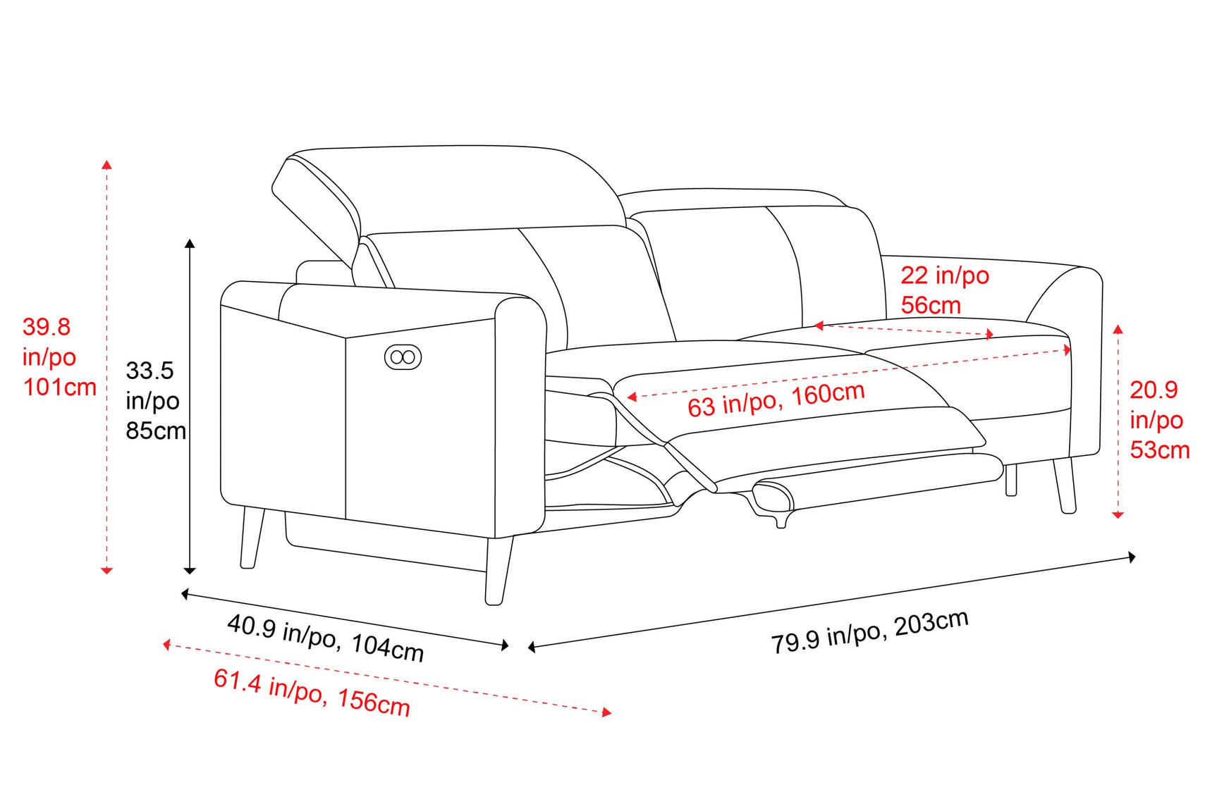 Elodie Leather Dual Recliner Sofa