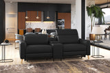 Elodie Leather Dual Recliner Sofa with Console