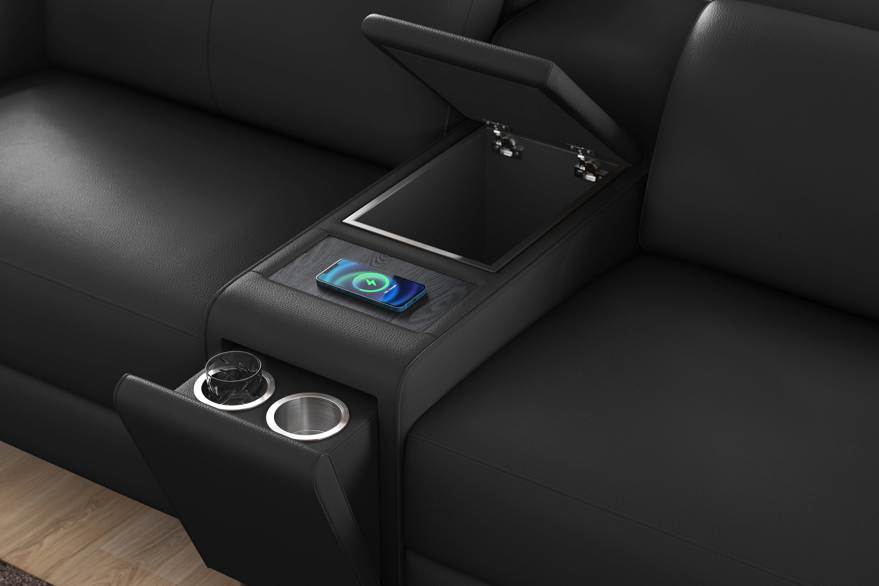 Elodie Leather Dual Recliner Sofa with Console