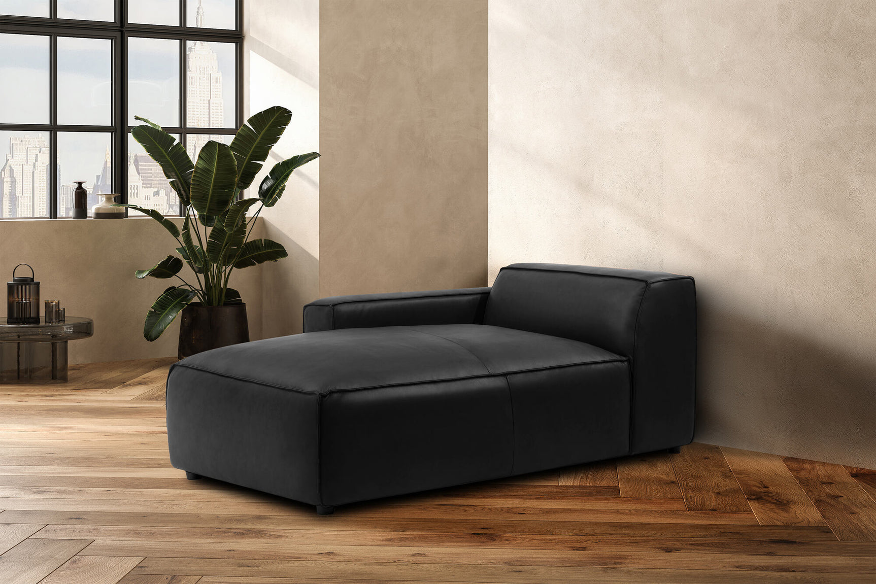 Nathan Leather Left Chaise Sofa Module