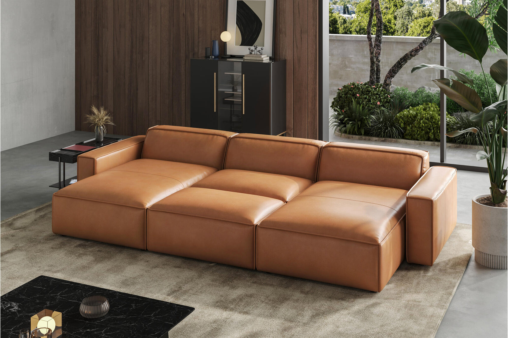 Nathan Leather Modular Bed Sectional Sofa