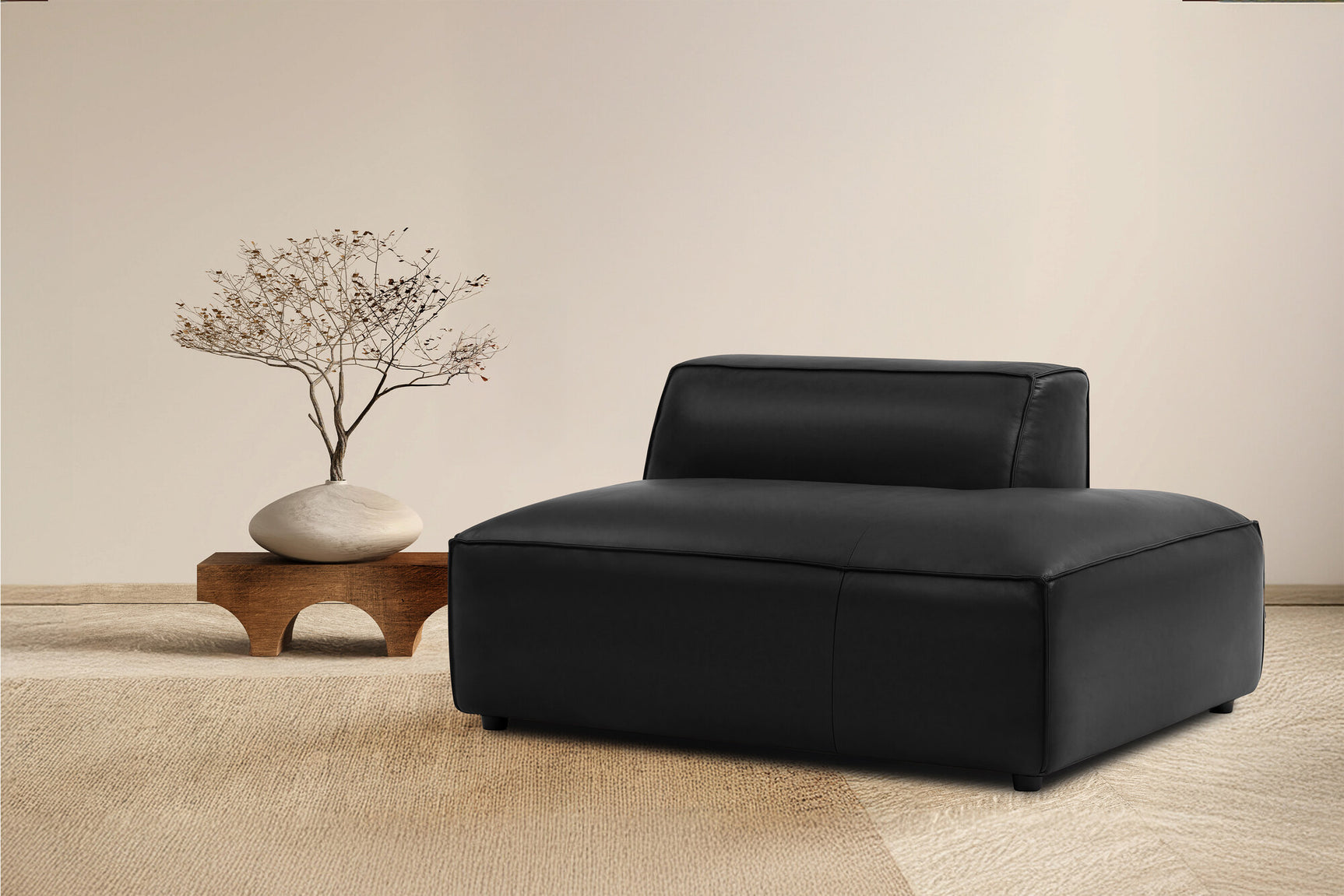 Nathan Leather Right Open-End Sofa Module