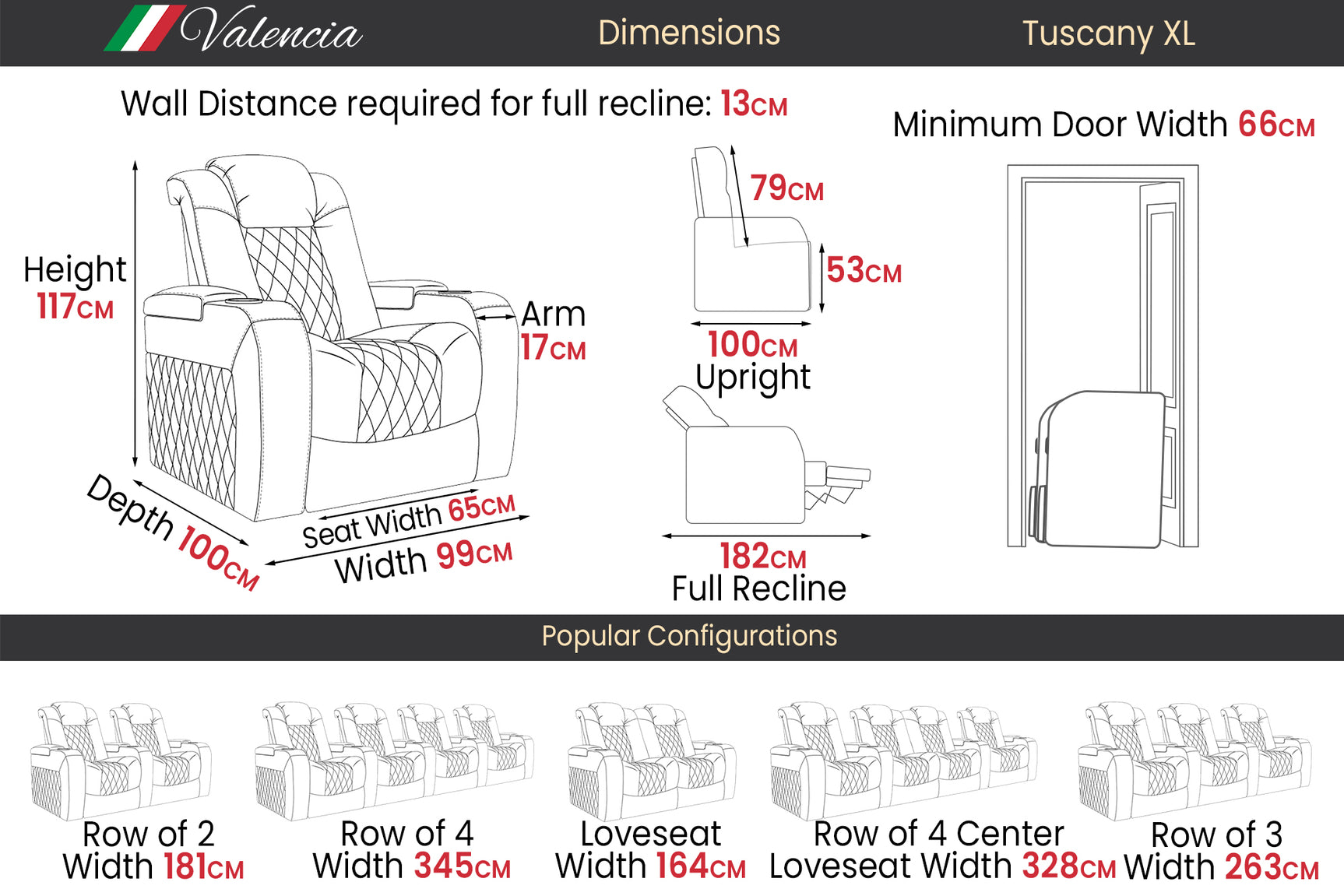 Tuscany XL Cinema Seating – Premium Recliner Seating & Cinema Sofa