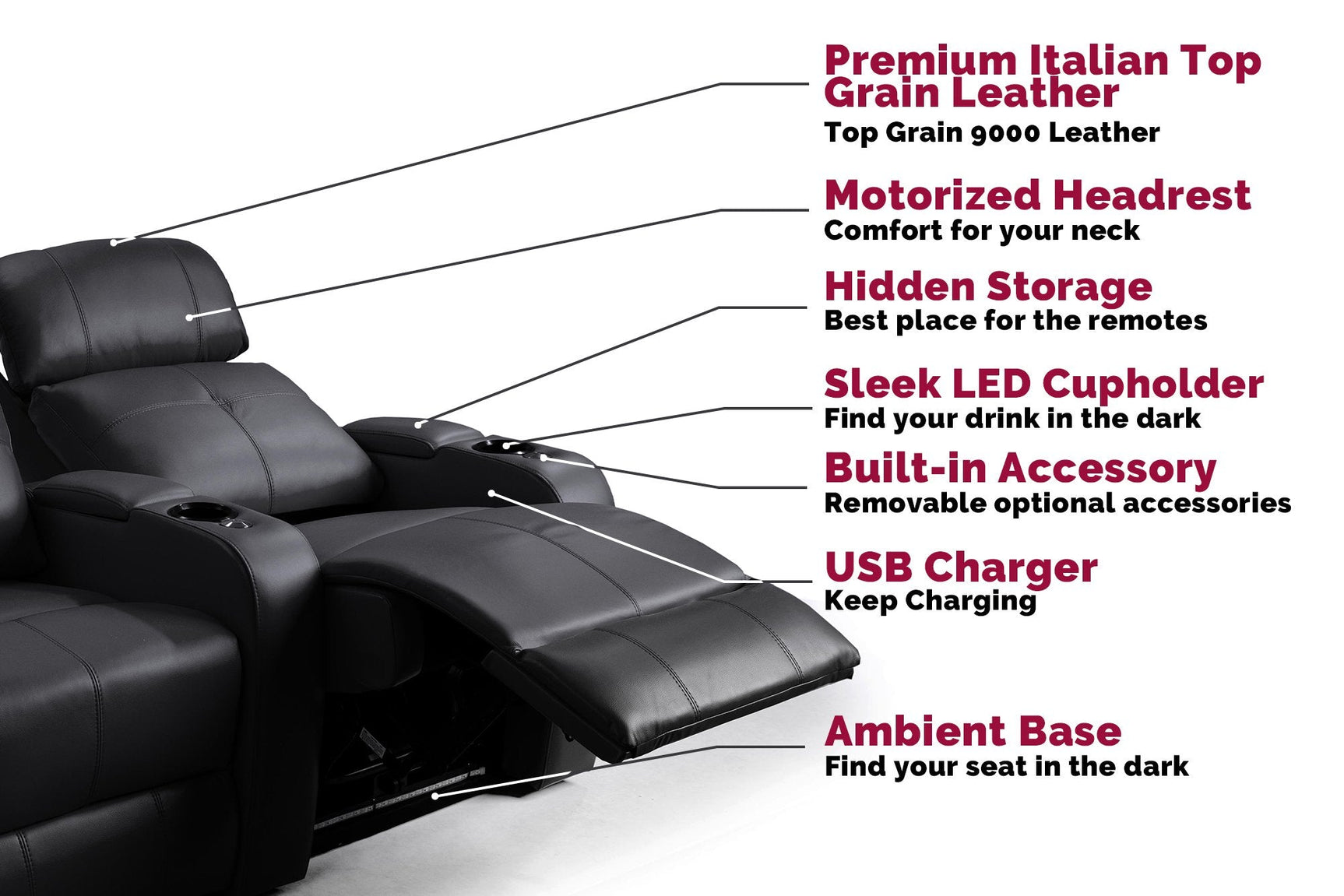 Verona Power Headrest Cinema Seating – Premium Recliner Seating & Cinema Sofa